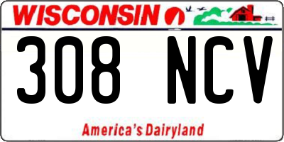 WI license plate 308NCV