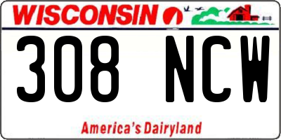 WI license plate 308NCW