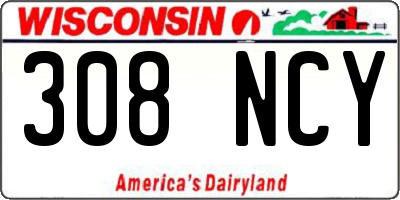 WI license plate 308NCY