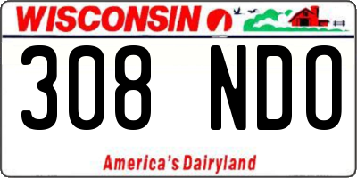 WI license plate 308NDO