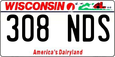 WI license plate 308NDS