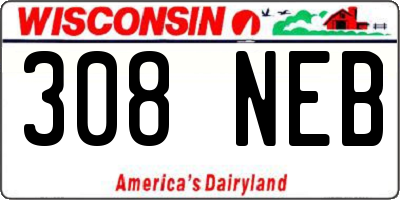 WI license plate 308NEB