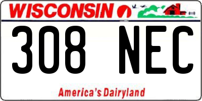 WI license plate 308NEC