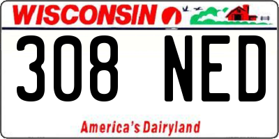 WI license plate 308NED