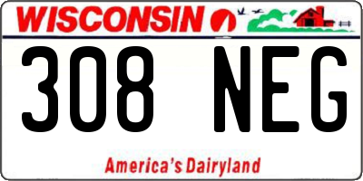 WI license plate 308NEG