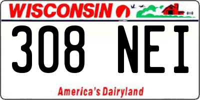 WI license plate 308NEI