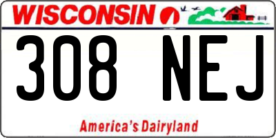 WI license plate 308NEJ