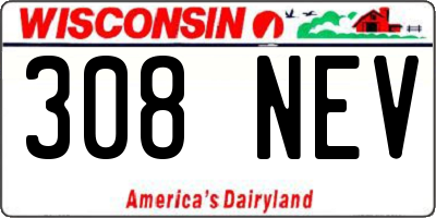WI license plate 308NEV