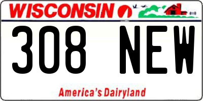 WI license plate 308NEW