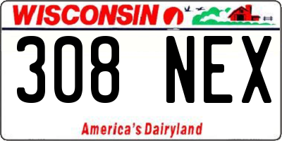 WI license plate 308NEX