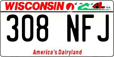 WI license plate 308NFJ