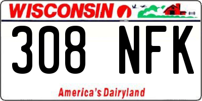 WI license plate 308NFK