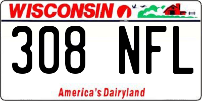 WI license plate 308NFL