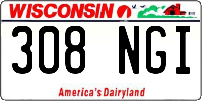 WI license plate 308NGI
