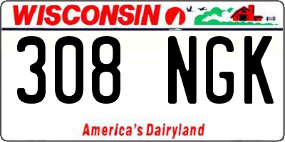 WI license plate 308NGK