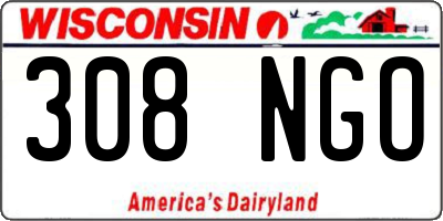 WI license plate 308NGO
