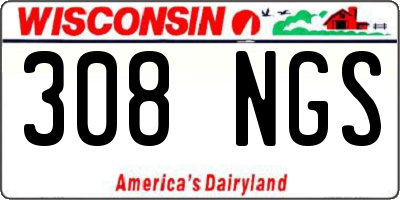 WI license plate 308NGS