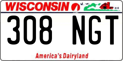 WI license plate 308NGT