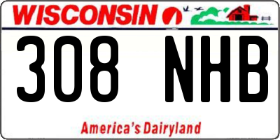 WI license plate 308NHB