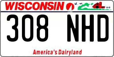 WI license plate 308NHD