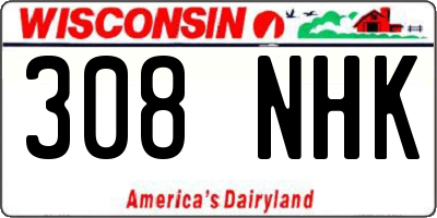 WI license plate 308NHK