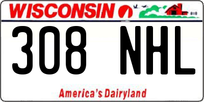 WI license plate 308NHL