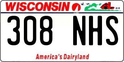 WI license plate 308NHS