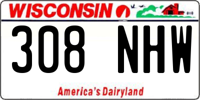 WI license plate 308NHW