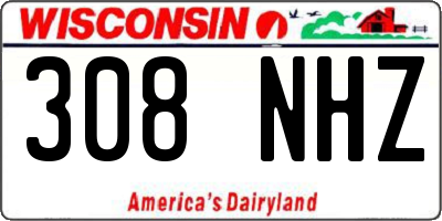 WI license plate 308NHZ