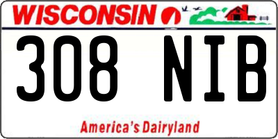 WI license plate 308NIB