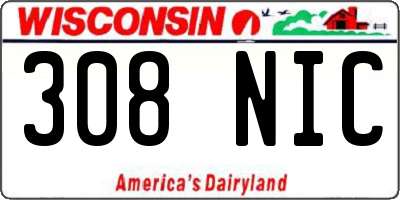 WI license plate 308NIC