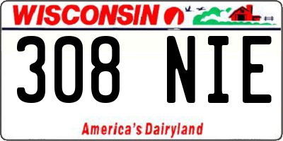 WI license plate 308NIE