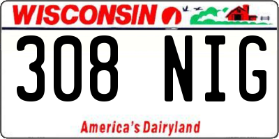 WI license plate 308NIG