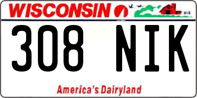 WI license plate 308NIK