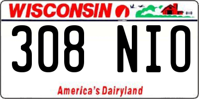 WI license plate 308NIO