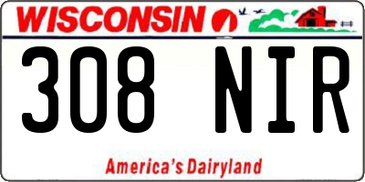 WI license plate 308NIR
