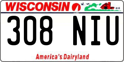 WI license plate 308NIU