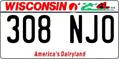 WI license plate 308NJO