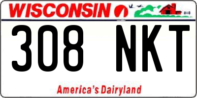 WI license plate 308NKT