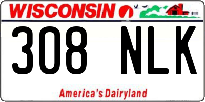 WI license plate 308NLK