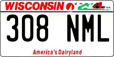 WI license plate 308NML