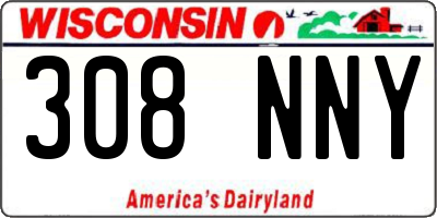 WI license plate 308NNY