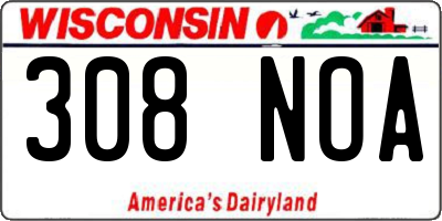 WI license plate 308NOA