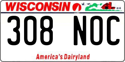 WI license plate 308NOC