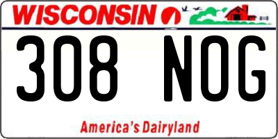 WI license plate 308NOG