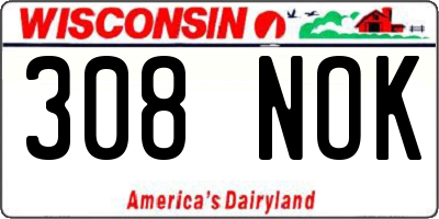 WI license plate 308NOK