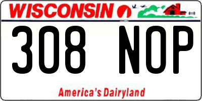 WI license plate 308NOP