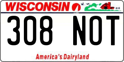 WI license plate 308NOT
