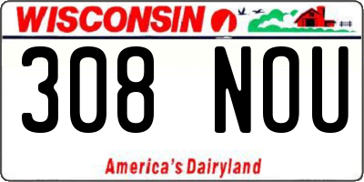 WI license plate 308NOU