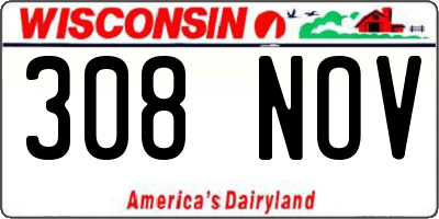 WI license plate 308NOV